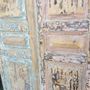 Decorative objects - Folding screen wheeled, greek old doors with panels from the previous century, paravan - SILO ART FACTORY