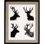 Paintings - monotype engravings 39 cm x 49 cm 4 deer - FOUCHER-POIGNANT