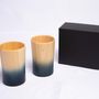Glass - Indigo Hinoki Wood Pair Cups - AOLA
