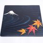 Trays - Indigo Cedar wood  with Mt.Fuji and pressed flower plate (S) - AOLA