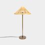 Decorative objects - OBORRO handcrafted floor and table lamp with bamboo lampshade on bronze stand coated with antique patina, table and floor light - BAMBUSA BALI