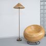 Decorative objects - OBORRO handcrafted floor and table lamp with bamboo lampshade on bronze stand coated with antique patina, table and floor light - BAMBUSA BALI