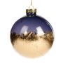 Christmas garlands and baubles - GLSS GOLD LEAF BOTTOM BALL BLU/GLD 8CM - GOODWILL M&G