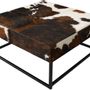 Coffee tables - Table basse métal et peau de vache  - MAISON TERGUS