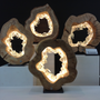 Sculptures, statuettes and miniatures - Ring circle rough 40 cm wood, glass, light - ARANGO