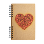 Stationery - Sustainable wooden notebook - recycled paper - RED HEART - KOMONI AMSTERDAM