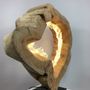 Sculptures, statuettes and miniatures - Natural wood ring, circle, 50 cm, glass, light - ARANGO