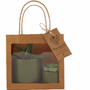 Cadeaux - Sac cadeau  2 Succulentes 9 et 6 cm ceramique vert sur pied doré - PLANTOPHILE