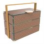 Caskets and boxes - Small Rectangular Picnic Basket, brown and gold - MYGLASSSTUDIO