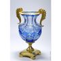 Vases - Cut Crystal Vase - Blue Draped - CRISTAL BENITO