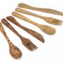 Kitchen utensils - 3 reusable coconut wood cutlery - PANDA PAILLES