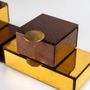 Coffrets et boîtes - Petite boîte à Bento carrée, marron et or - MYGLASSSTUDIO