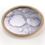 Formal plates - MIRROR ROUND TRAY WITH WOODEN EDGE - ANTIQUE MIRROR