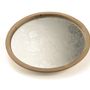 Formal plates - MIRROR ROUND TRAY WITH WOODEN EDGE - ANTIQUE MIRROR