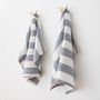 Bath towels - Huckaback Linen Bath & Hand Towels, Prewashed, Striped - LINENME