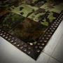 Contemporary carpets - Khaki Norman Cowhide Rug with Plain Chocolate - TERGUS