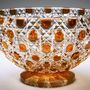Objets design - Coupe Cristal taillé - amber Diamond Bowl/ Base Onyx - CRISTAL BENITO