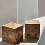 Decorative objects - Medium Olive Wood and Malachite Dice Set by Marcela Cure - MARCELA CURE