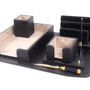 Office sets - BLACK ADAN LEATHER DESK SET - GLADYS