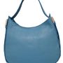 Leather goods - Blue moon-shaped leather bag with shoulder strap and rhodium-plated finish - L'OFFICIEL SRL