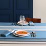 Linge de table textile - Nappe Espelette Bleu Nuit en satin de coton (plusieurs tailles disponibles) - LA MAISON JEAN-VIER