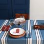 Table linen - Espelette Bleu Nuit Cotton Satin Tablecloth (several sizes available) - LA MAISON JEAN-VIER