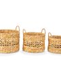 Baskets - Set of 3 water hyacinth grass baskets; Ø35x33 cm / Ø30x30 cm / Ø25x27 cm AX21506 - ANDREA HOUSE