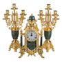 Horloges - art. 425/449 table clock with chandlerhoder with marble/porcelain - OLYMPUS BRASS