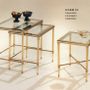 Autres tables  - art. 804 TRIS DE TABLES en plaqué bronze et marbre/verre - OLYMPUS BRASS
