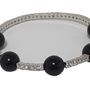 Bijoux - Bracelet plaqué rhodium avec serti de zircones cubiques et perles noires - L'OFFICIEL SRL