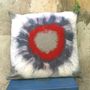 Fabric cushions - Decorative cushion "Sole" with hand-felted design in merino wool and silk on linen fabric.  - ELENA KIHLMAN