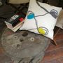 Fabric cushions - Decorative cushion “Risti” with hand-felted design in merino wool and silk on linen canvas. - ELENA KIHLMAN