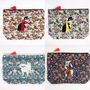 Clutches - Embroidered Liberty Print Fabric Pouch - Chihuahua, Maltese, Cello Cat - KEORA KEORA GOODS JP