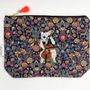 Clutches - Embroidered Liberty Print Fabric Pouch - Chihuahua, Maltese, Cello Cat - KEORA KEORA GOODS JP