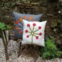 Fabric cushions - Decorative cushion with hand-felted design in merino wool and silk on linen fabric. - ELENA KIHLMAN