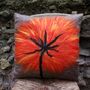 Fabric cushions - Decorative cushion “Tarassaco” with hand-felted pattern in merino wool and silk on linen fabric. - ELENA KIHLMAN
