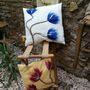 Fabric cushions - Decorative cushion "Cherry blossom"with hand-felted design in merino wool and silk on linen fabric. - ELENA KIHLMAN