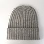 Hats - cashmere beanie, ribbed beanie, lapel beanie, cashmere knitted hat - COCOON PARIS