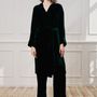 Homewear - Velvet Piped Long Robe with belt | Mocha - THE ANNAM HOUSE