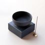 Home fragrances - Hand-thrown raw black stoneware incense bowl - UME