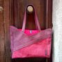 Bags and totes - Handmade Everyday Tote bag in Sardinian cotton and leather - ELENA KIHLMAN