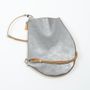 Clutches - Crossbody pouch - Zip XL - Grey metallic leather - with adjustable and removable strap - MLS-MARIELAURENCESTEVIGNY