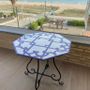 Tables de jardin - Table octogonale en grès peint à la main 80x80 cm "Marianna » - CERASELLA CERAMICHE