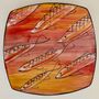 Céramique - Assiette à sushi en céramique peinte à la main cm30x30 « Petits poissons ». - CERASELLA CERAMICHE