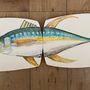 Formal plates - Pair of hand-painted ceramic sushi trays 38x22 cm, “the fish in two”. - CERASELLA CERAMICHE