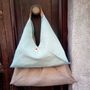 Bags and totes - Handmade origami Makubo shoulder bag handbag in linen and cork - ELENA KIHLMAN