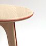 Office seating - ASSY Stool or Side Table - Bleached Ash and Orange Leather - MADEMOISELLE JO