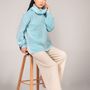 Apparel - Women's free size sweater with double collar in cashmere, Mongolia - AZZA DESIGN STUDIO ORGANIC CASHMERE MONGOLIE
