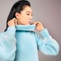 Apparel - Women's free size sweater with double collar in cashmere, Mongolia - AZZA DESIGN STUDIO ORGANIC CASHMERE MONGOLIE