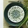 Everyday plates - Rainforest green metallic dessert plate on black ceramic - REVOL
